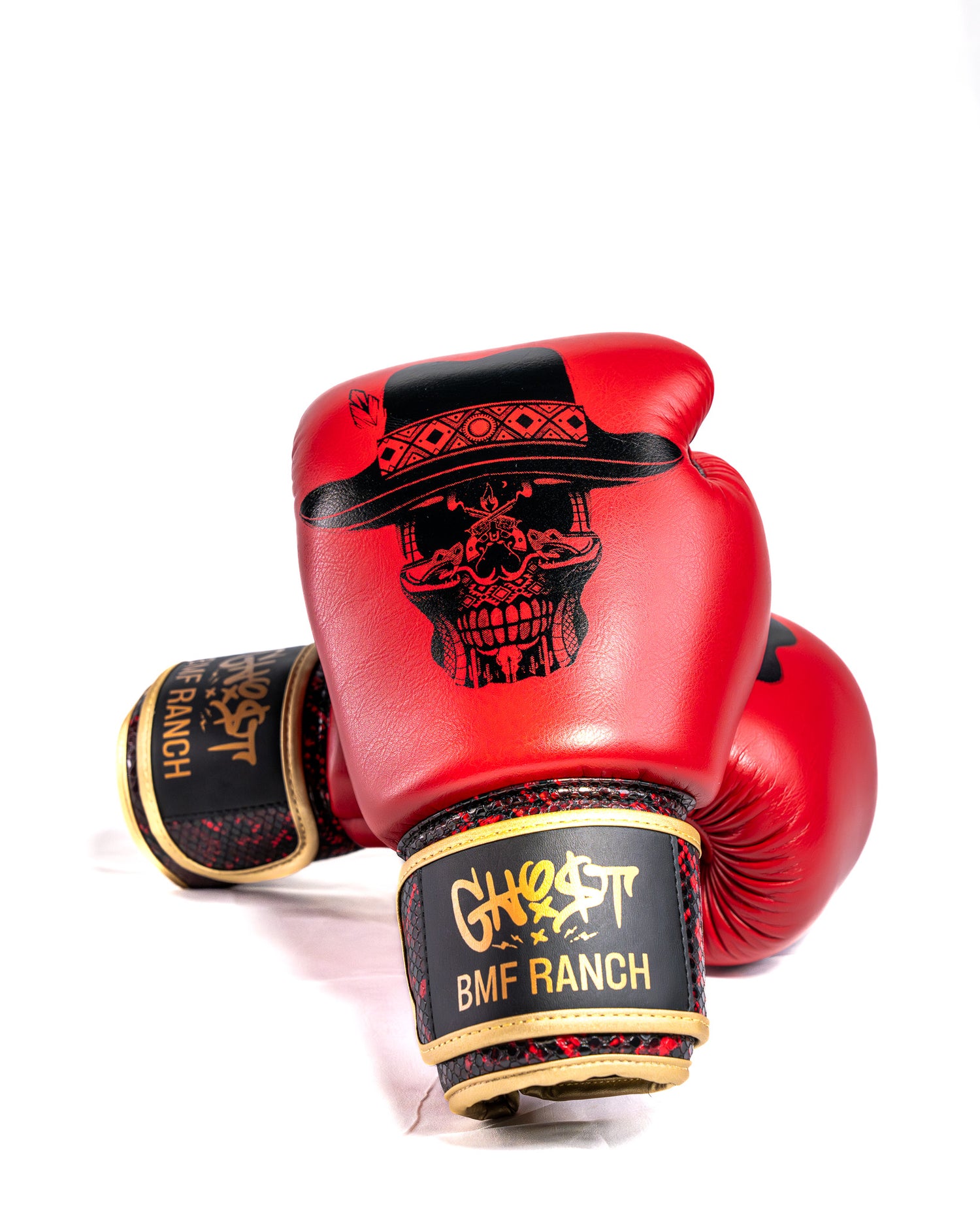 Ghost X BMF Red and Gold Snake Gloves