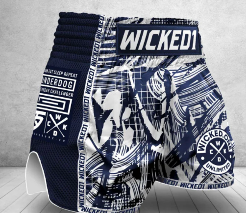 MUAY THAI SHORTS HAVOC NAVY/WHITE