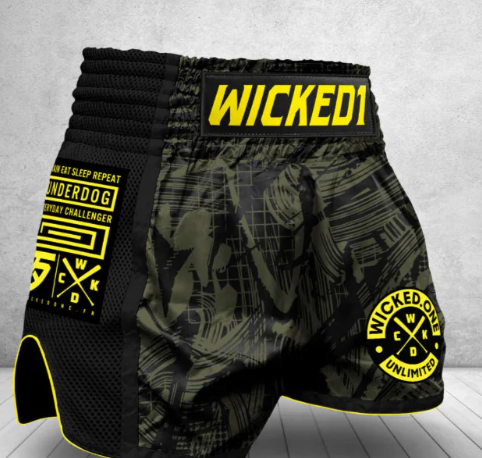 MUAY THAI SHORTS HAVOC BLACK/KHAKI
