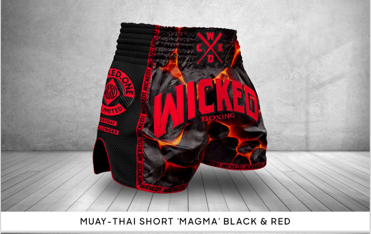 Wicked1 Muay Thai Short “Magma” Black and Red