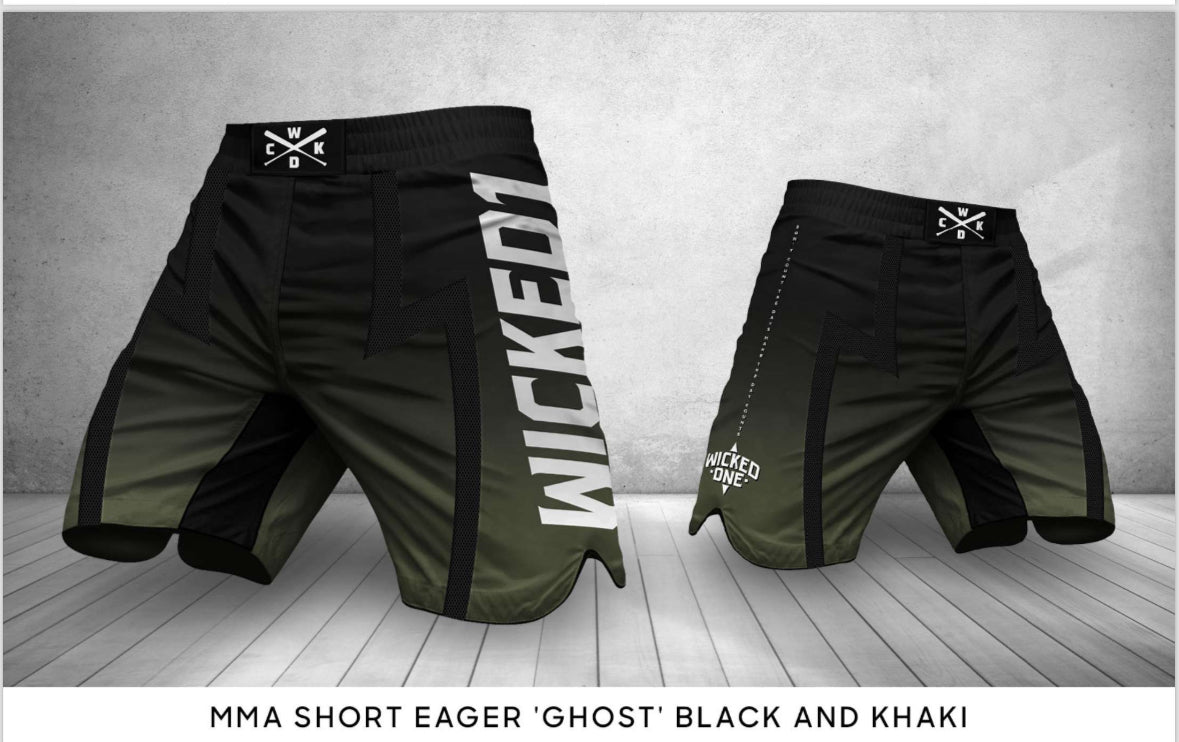 Wicked1 MMA Short Eager “Ghost” Black and Khaki