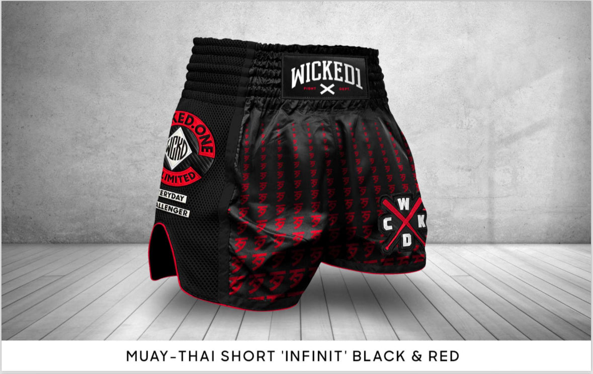 Wicked1 Muay Thai Short “Infinit” Black and Red