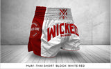 Wicked1 Muay Thai Short “Block” White/Red