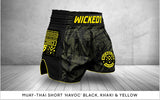 Wicked1 Muay Thai Short “Havoc” Khaki and Yellow