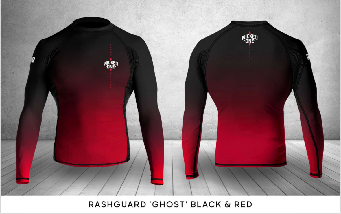 Wicked1 Rashguard “Ghost” Black and Red