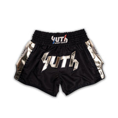 Black/Gold Yuth-Hologram Muay Thai Short Front