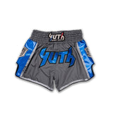 Grey/Blue Yuth-Hologram Muay Thai Short Front